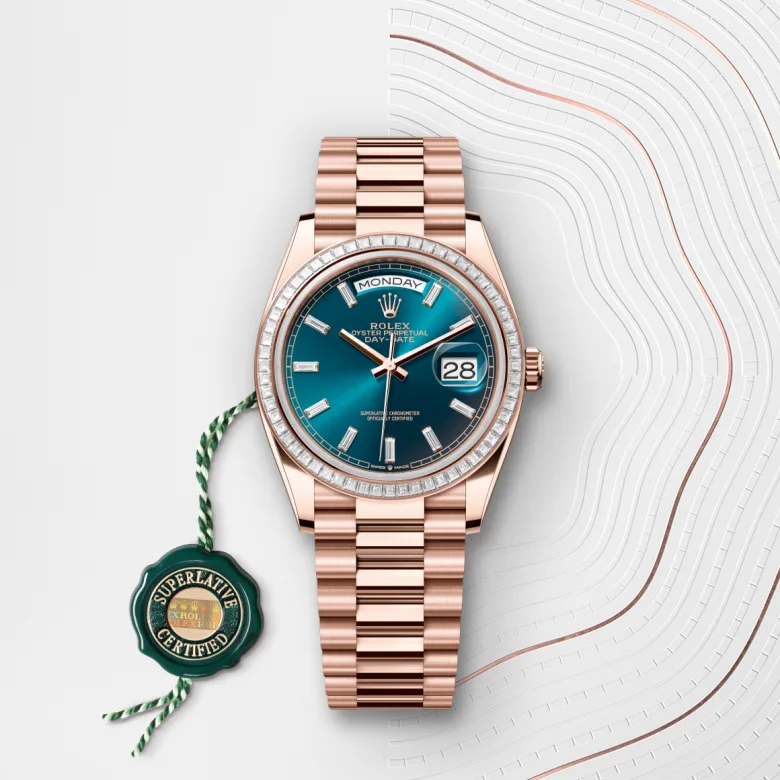 rolex Day-Date in 18 kt Everose gold, M128395TBR-0032 - Underwood jewelers