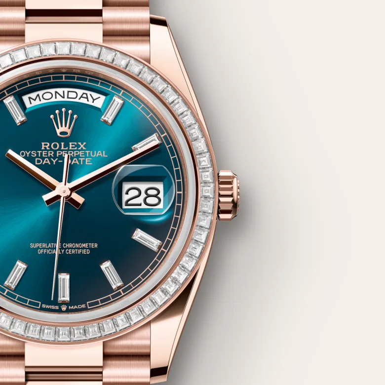 rolex Day-Date in 18 kt Everose gold, M128395TBR-0032 - Underwood jewelers