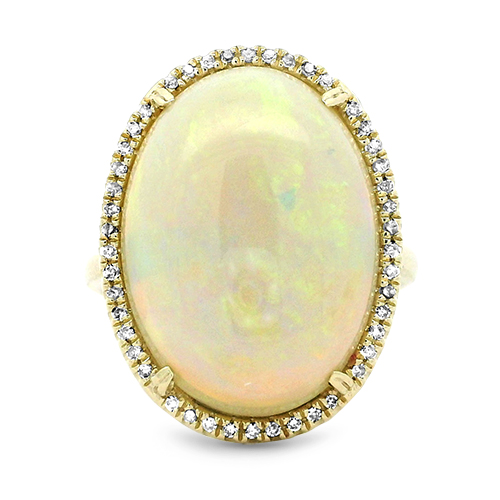 Oval Opal & Diamond Halo Ring
