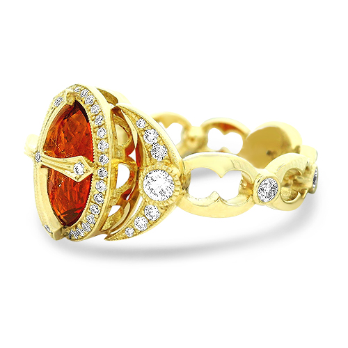 Eva Cross Fire Opal Ring with Diamonds - Underwoods Jewelers