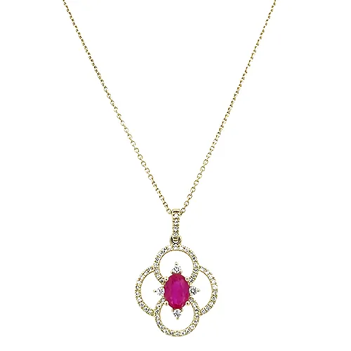 Ruby & Diamond Floral Silhouette Pendant