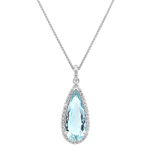 3.80ct Aquamarine & Diamond Halo Pendant