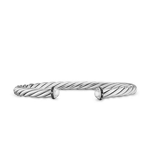 Men's Cable Cuff Bracelet With Black Diamonds