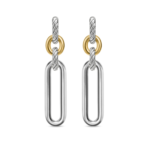 Lexington Double Link Drop Earrings In 18kt And Silver