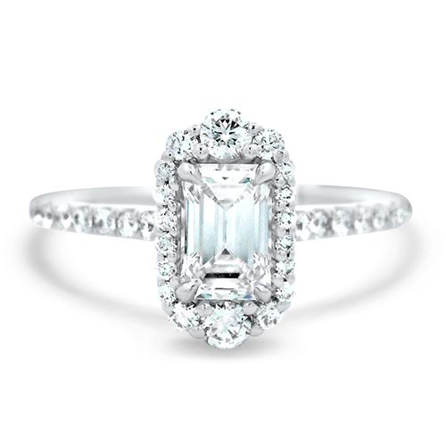 .70ct Emerald Cut Diamond Halo Ring