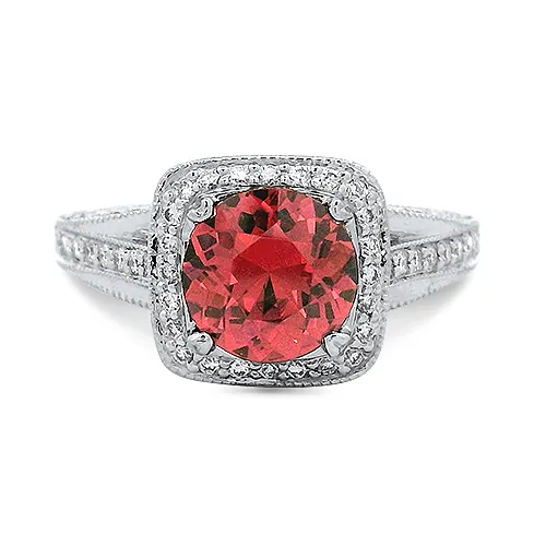 Malaya Garnet & Diamond Halo Ring