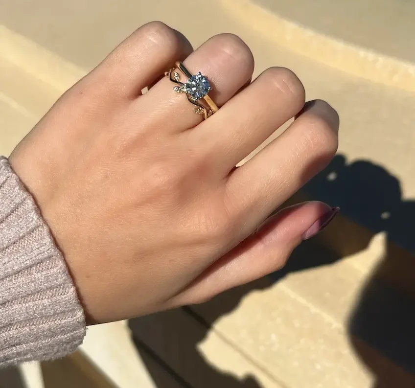 diamond ring on model's finger