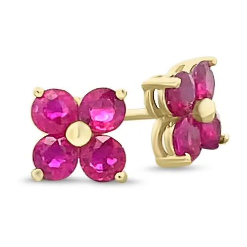 Ruby Flower Studs