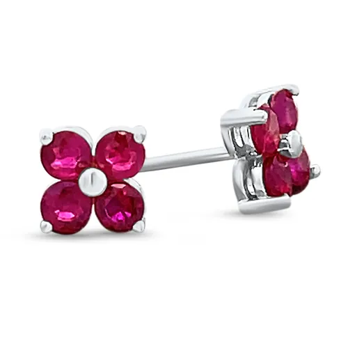 14kw Ruby Flower Studs