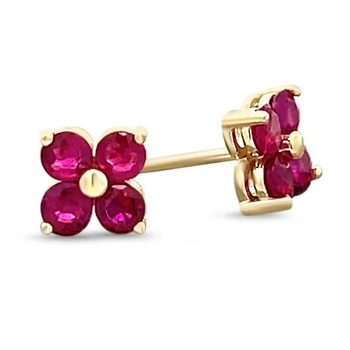 14ky Ruby Cluster Flower Studs
