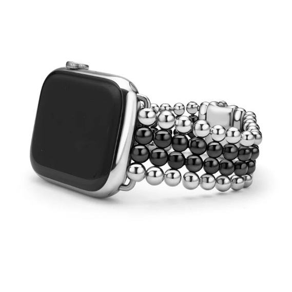 Lagos Smart Caviar Black Ceramic And Stainless Steel Watch Bracelet