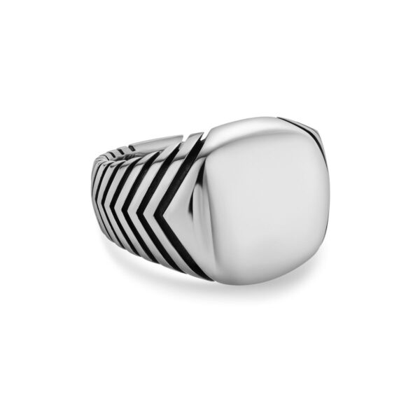 Chevron Signet Ring in Sterling Silver
