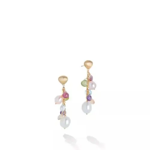 PARADISE WHITE & PINK PEARL WITH GEMSTONES EARRINGS