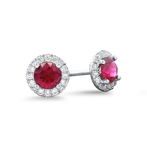 0.82ctw Ruby & Diamond Stud Earrings