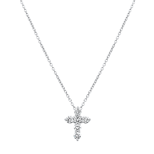 14kt White Gold 0.18ctw Mini Diamond Cross