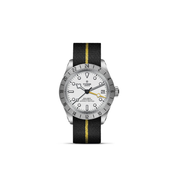 BLACK BAY PRO, 39mm steel case, Black fabric strap with yellow band