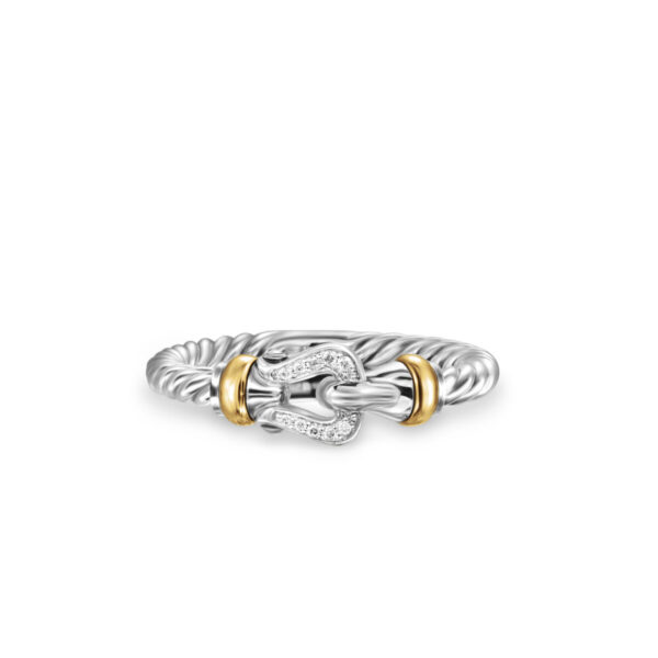 Petite Buckle Ring with Diamonds