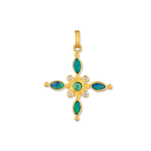 Opal, Emerald & Diamond Cross