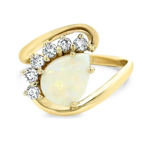 Opal & Diamond Swirl Ring