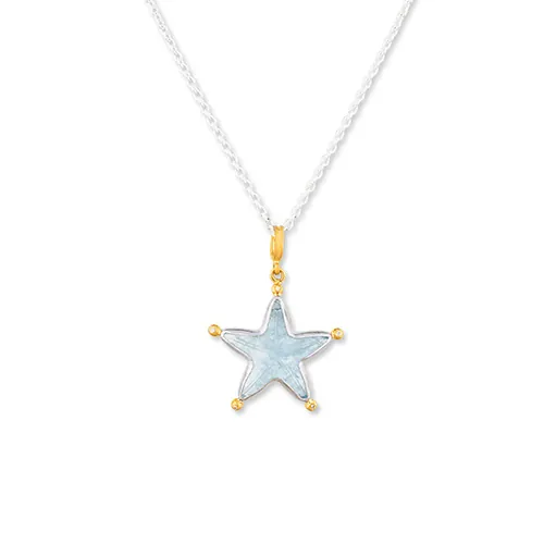 Aquamarine & Diamond Starfish Pendant