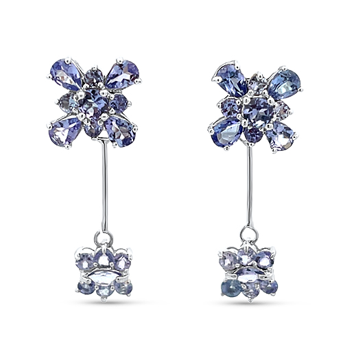 Tanzanite Cluster Earrings with Removeable Dangle Jackets