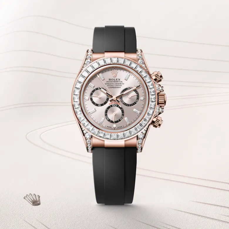 rolex Cosmograph Daytona in 18 kt Everose gold with lugs set with diamonds, M126535TBR-0002 - Underwood jewelers