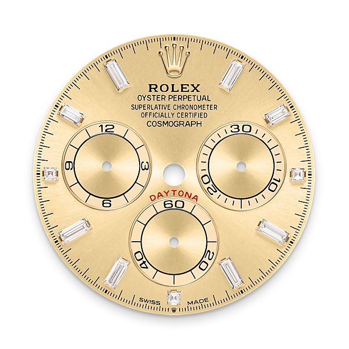rolex Cosmograph Daytona in 18 kt yellow gold with lugs set with diamonds, M126598TBR-0001 - Underwood jewelers