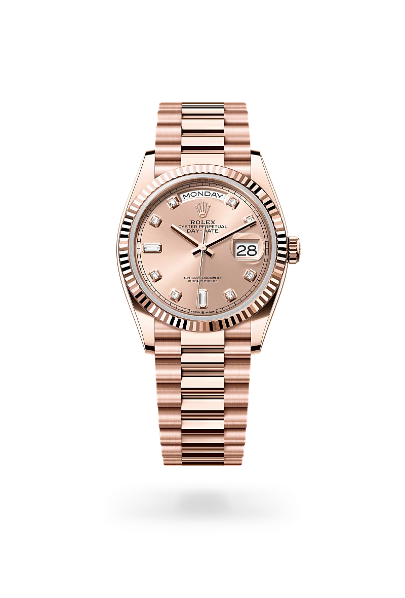 rolex Day-Date in 18 kt Everose gold, M128235-0009 - underwood jewelers