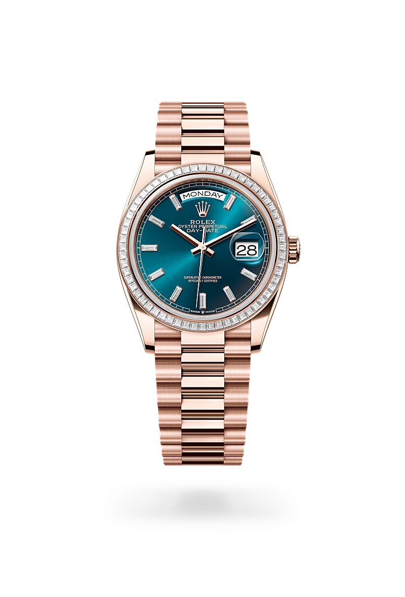 rolex Day-Date in 18 kt Everose gold, M128395TBR-0032 - Underwood jewelers