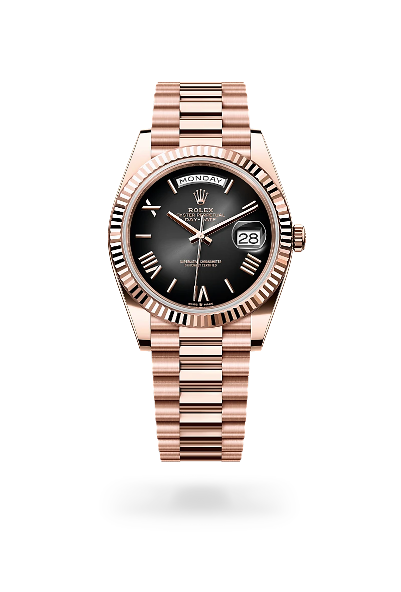 rolex Day-Date in 18 kt Everose gold, M228235-0055 - underwood jewelers