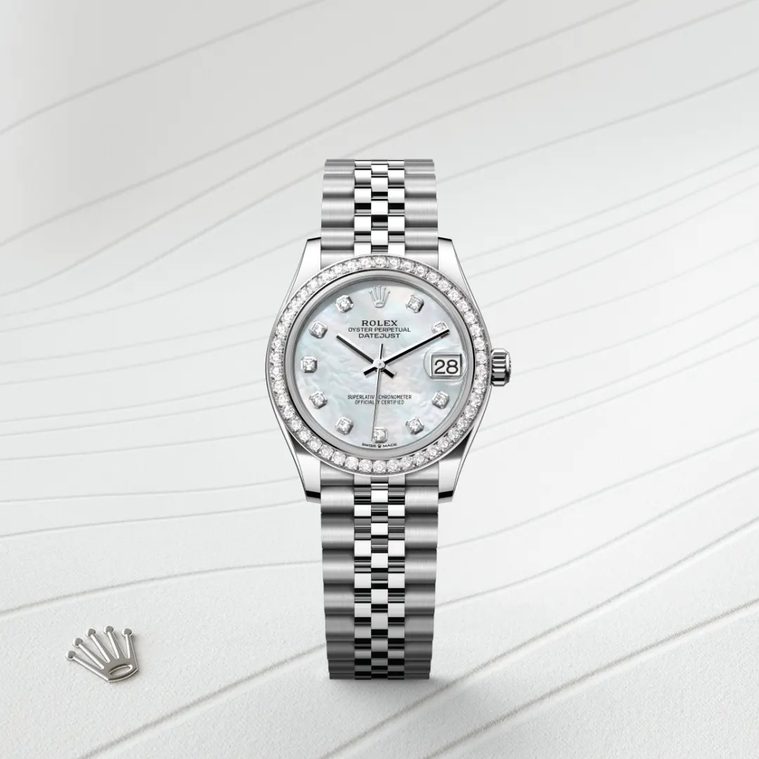 rolex Datejust in White Rolesor - combination of Oystersteel and white gold, M278384RBR-0008 - Underwood jewelers