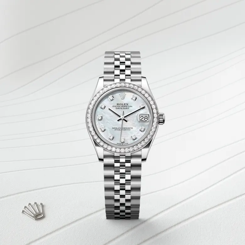 rolex Datejust in White Rolesor - combination of Oystersteel and white gold, M278384RBR-0008 - Underwood jewelers