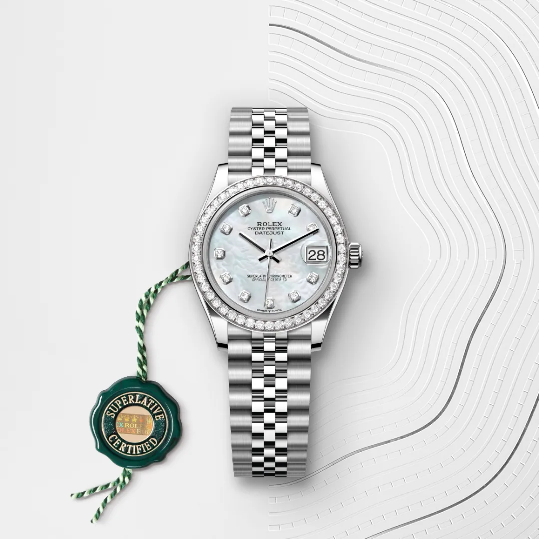 rolex Datejust in White Rolesor - combination of Oystersteel and white gold, M278384RBR-0008 - Underwood jewelers