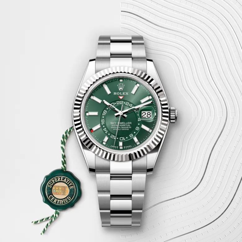 rolex Sky-Dweller in White Rolesor - combination of Oystersteel and white gold, M336934-0001 - Underwood jewelers