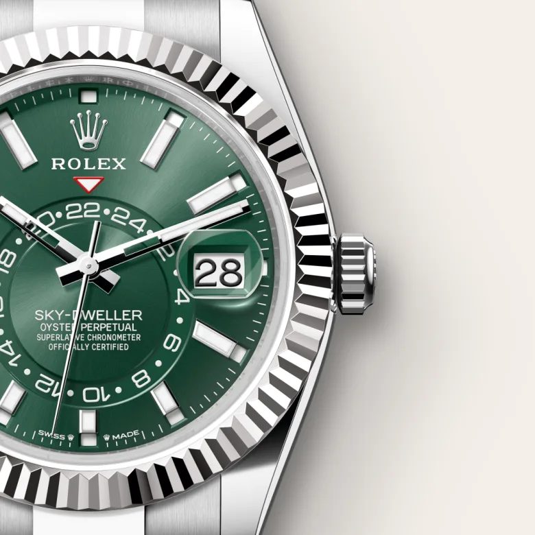 rolex Sky-Dweller in White Rolesor - combination of Oystersteel and white gold, M336934-0001 - Underwood jewelers