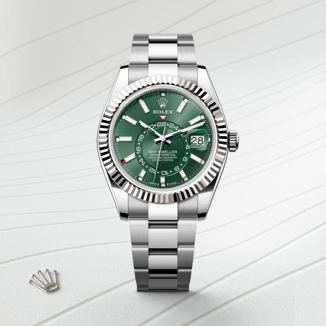 rolex Sky-Dweller in White Rolesor - combination of Oystersteel and white gold, M336934-0001 - Underwood jewelers