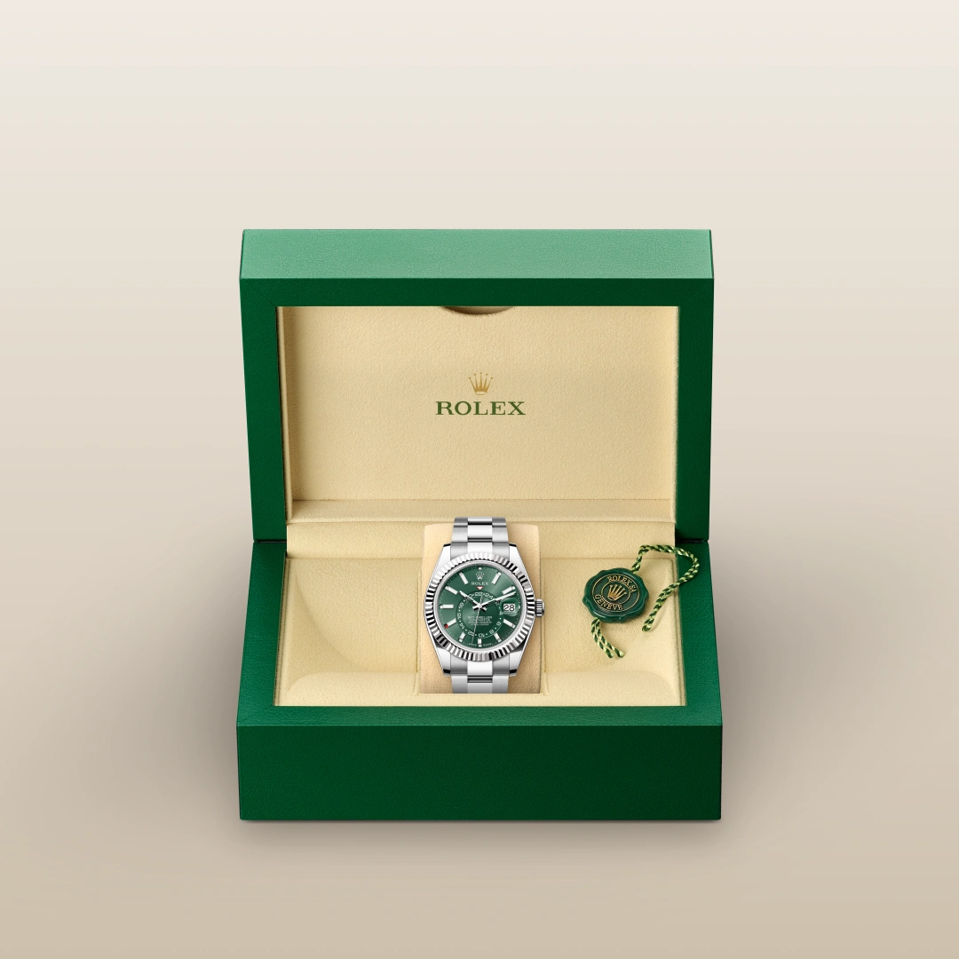 rolex Sky-Dweller in White Rolesor - combination of Oystersteel and white gold, M336934-0001 - Underwood jewelers