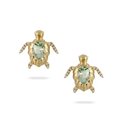 Sea Turtle Studs with Green Amethyst