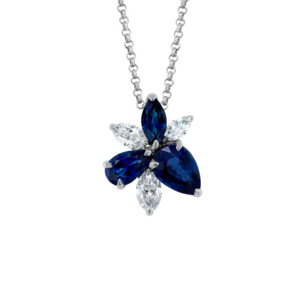 Sapphire & Diamond Cluster Pendant