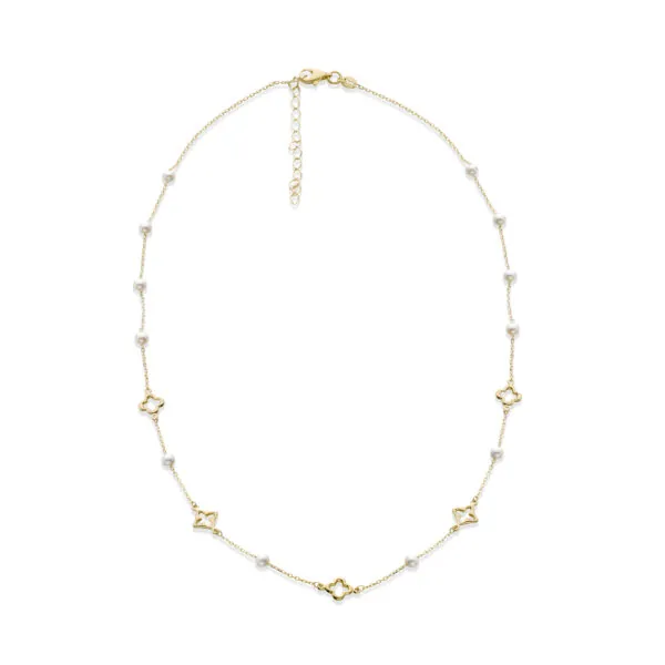 Yellow Plated Freshwater Pearl Station Necklace