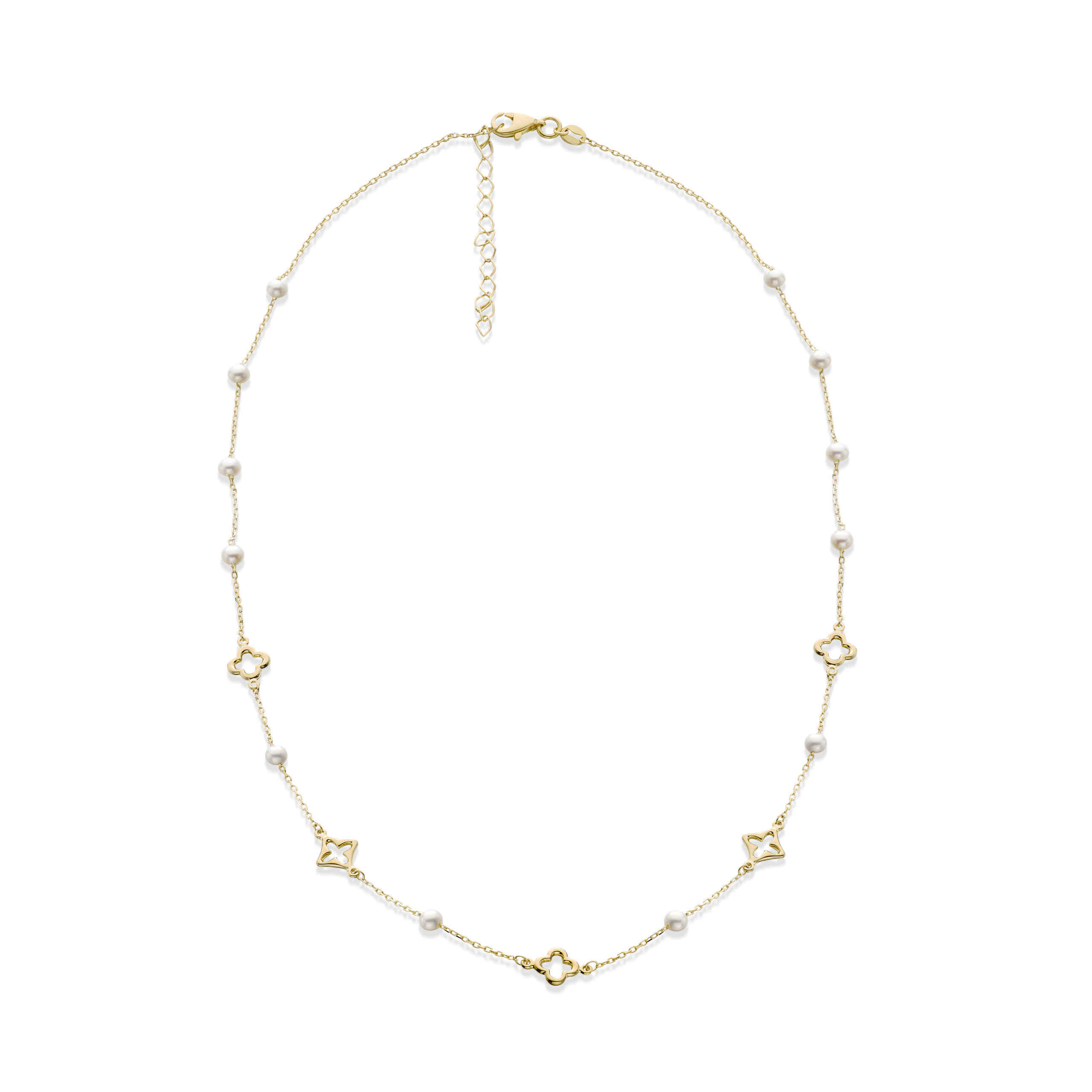 Yellow Plated Freshwater Pearl Station Necklace