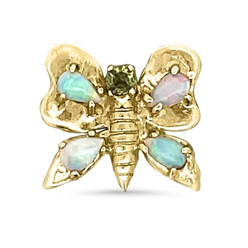 14KY Butterfly Brooch with Opals & Peridot
