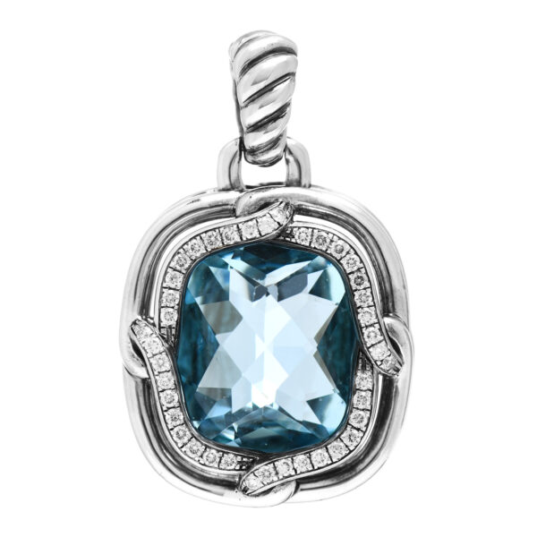 David Yurman Enhancer with Blue Topaz & Diamonds