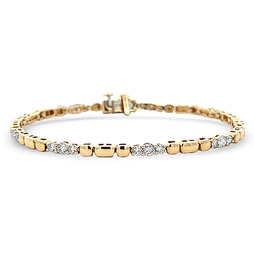 Gold Bead & Diamond Station Bracelet
