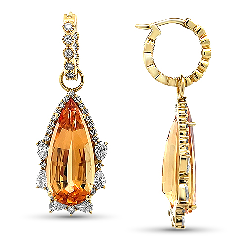 18.26ctw Precious Topaz and Diamond Halo Earring Charms