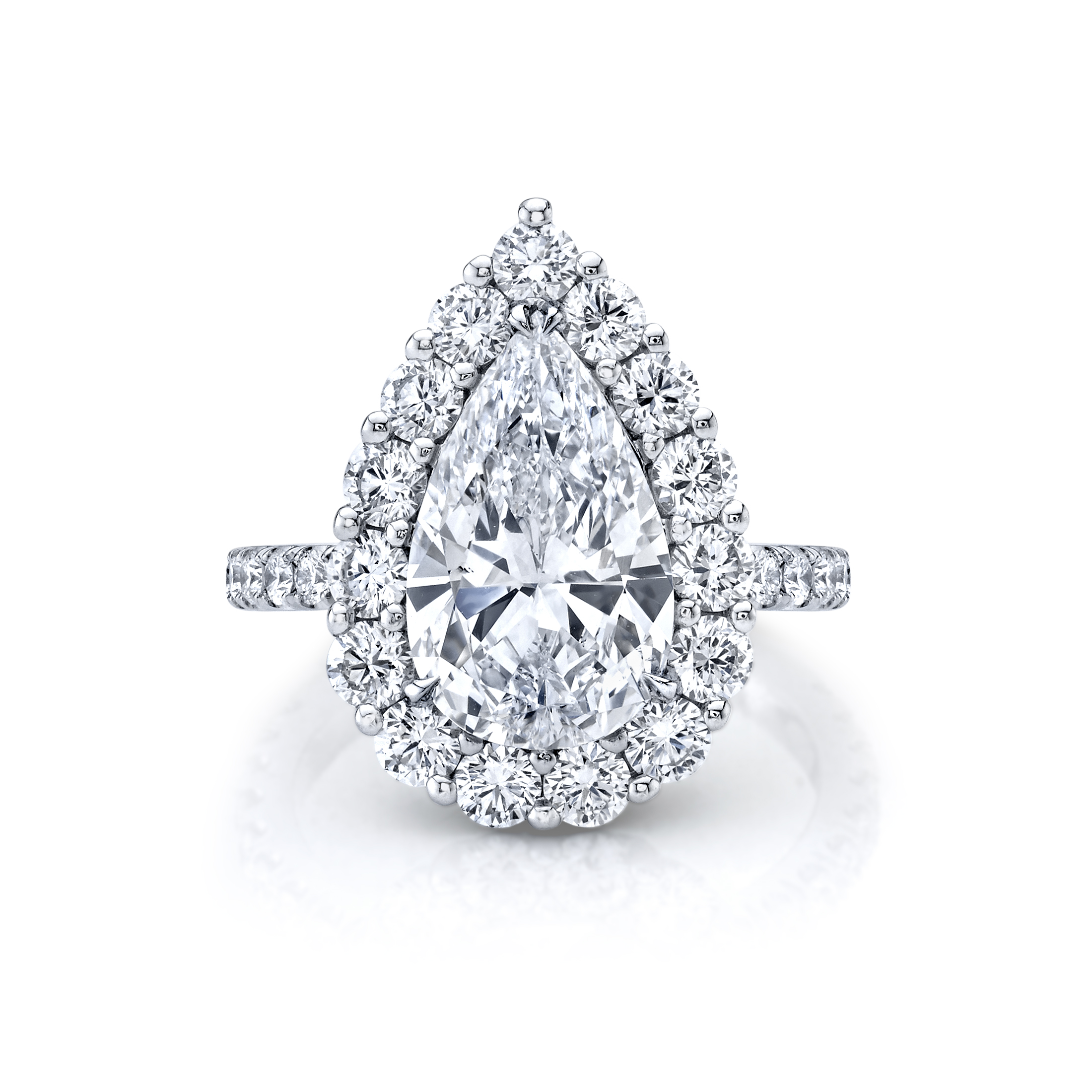 3.02ct Pear Shape Diamond Halo Engagement Ring