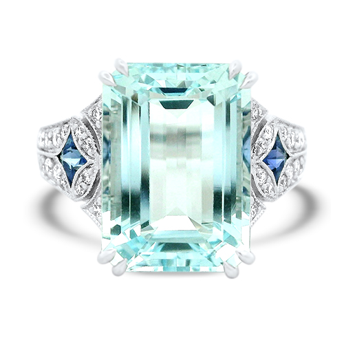 Aquamarine & Diamond Cocktail Ring