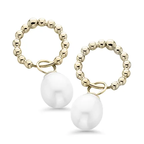 Gold Vermeil Bubble Huggies with Pearls