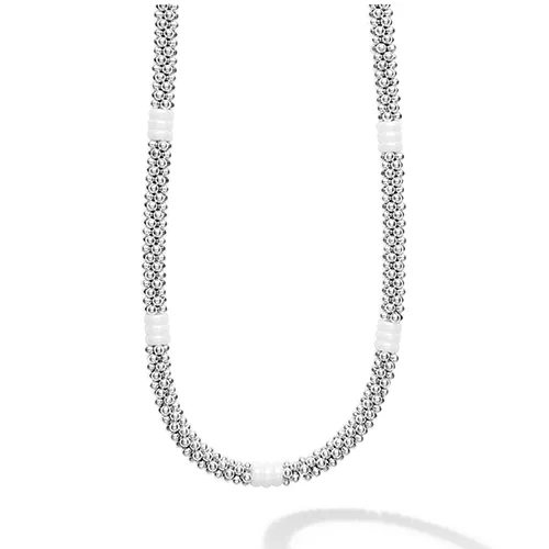 WHITE CAVIAR THREE BEAD STATION CAVIAR NECKLACE