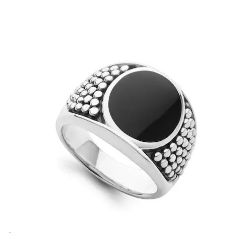 BLACK AGATE OVAL BAND RING